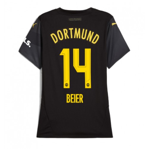 Echipament fotbal Borussia Dortmund Maximilian Beier #14 Tricou Deplasare 2024-25 pentru femei maneca scurta Echipament fotbal Borussia Dortmund Maximilian Beier #14 Tricou Deplasare 2024-25 pentru femei maneca scurta